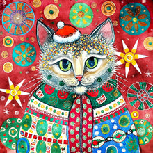 Load image into Gallery viewer, Diamond Painting - Full Round - Christmas kitten (30*30CM)