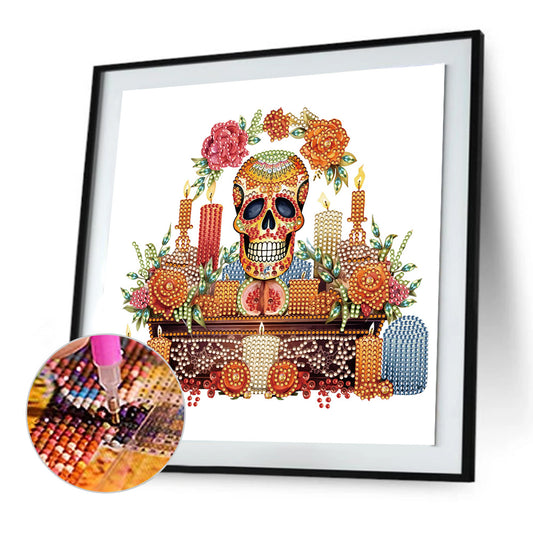 Diamond Painting - Partial Special Shaped - skull candlestick (30*30CM)