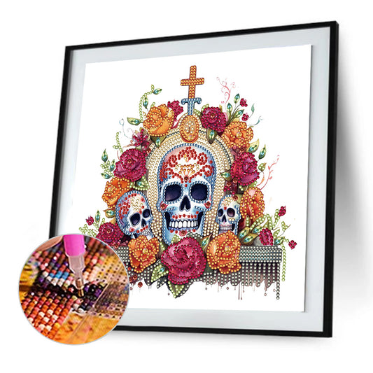 Diamond Painting - Partial Special Shaped - skull candlestick (30*30CM)