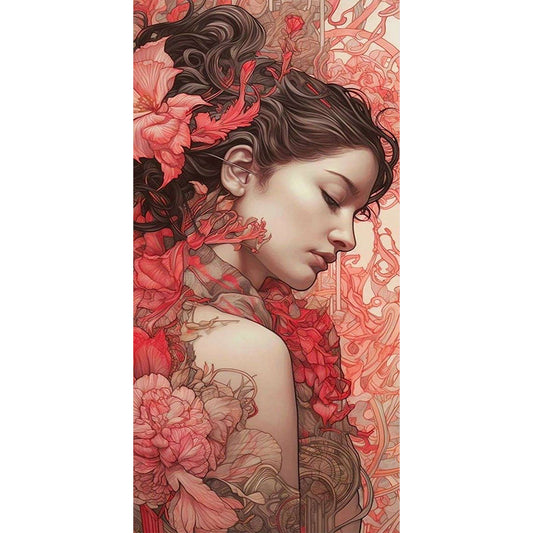 Diamond Painting - Full Round - woman among flowers (40*80CM)