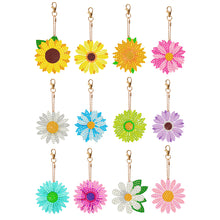 Load image into Gallery viewer, 12PCS Double Sided Diamond Painting Art Keychain Pendant (Flowers)