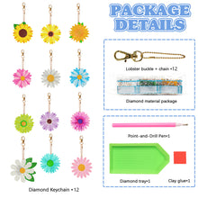 Load image into Gallery viewer, 12PCS Double Sided Diamond Painting Art Keychain Pendant (Flowers)