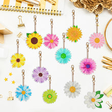 Load image into Gallery viewer, 12PCS Double Sided Diamond Painting Art Keychain Pendant (Flowers)