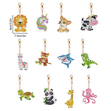 Load image into Gallery viewer, 12PCS Double Sided Diamond Painting Art Keychain Pendant (Small Animal)