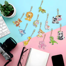 Load image into Gallery viewer, 12PCS Double Sided Diamond Painting Art Keychain Pendant (Small Animal)