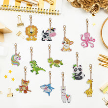 Load image into Gallery viewer, 12PCS Double Sided Diamond Painting Art Keychain Pendant (Small Animal)