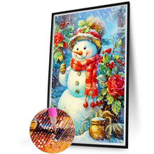 Load image into Gallery viewer, Diamond Painting - Full Round - Christmas snowman in the snow (40*60CM)