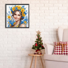 Load image into Gallery viewer, Diamond Painting - Full Round - woman with garland (30*30CM)