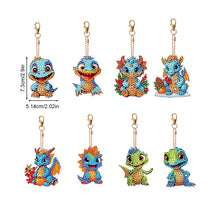 Load image into Gallery viewer, 8PCS Double Sided Special Shape Diamond Art Keyring Baby Dinosaur (YS272)