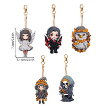 Load image into Gallery viewer, 5PCS Double Sided Diamond Painting Keychain Full Drill Keyring Halloween Role