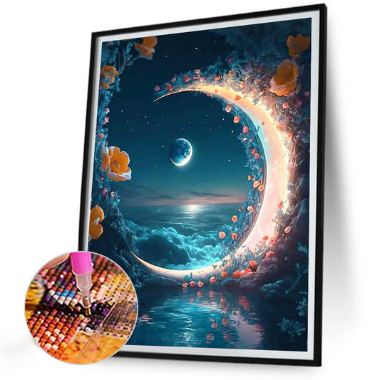 Diamond Painting - Full Round - Fantasy mirror under the moon (30*40CM)