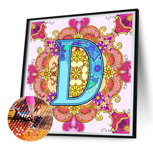 Diamond Painting - Full Round - Mandala letter D (30*30CM)