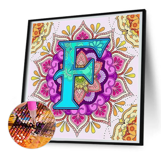 Diamond Painting - Full Round - Mandala letter F (30*30CM)