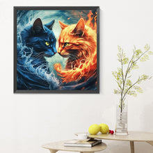 Load image into Gallery viewer, Diamond Painting - Full Round - cat of ice and fire (30*30CM)