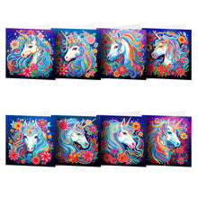 Load image into Gallery viewer, 8PCS Special Shape Diamond Handmade Card Diamond Painting Card (Unicorn #2)