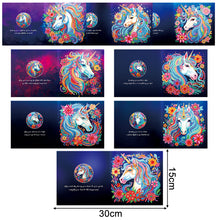Load image into Gallery viewer, 8PCS Special Shape Diamond Handmade Card Diamond Painting Card (Unicorn #2)