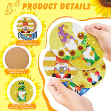 Load image into Gallery viewer, 8PCS Special Shape Diamond Painting Coasters Kits (Sunflower and Gnome #1)