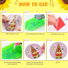 Load image into Gallery viewer, 8PCS Special Shape Diamond Painting Coasters Kits (Sunflower and Gnome #1)
