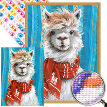 Load image into Gallery viewer, AB Diamond Painting - Full Round - Alpaca wearing scarf (40*55CM)