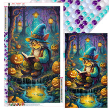 Load image into Gallery viewer, Diamond Painting - Full Round - Pumpkin lantern and grandpa in the forest (40*70CM)