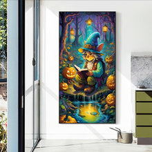Load image into Gallery viewer, Diamond Painting - Full Round - Pumpkin lantern and grandpa in the forest (40*70CM)