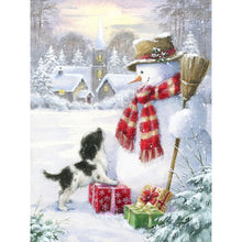 Load image into Gallery viewer, Diamond Painting - Full Round - Puppy and snowman (30*40CM)