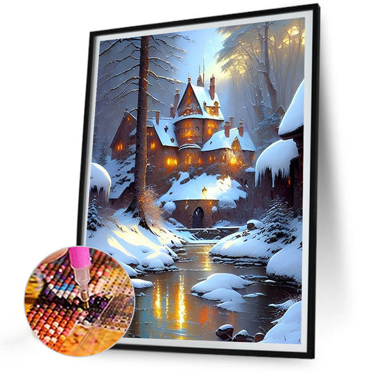 Diamond Painting - Full Round - Snow cabin (30*40CM)