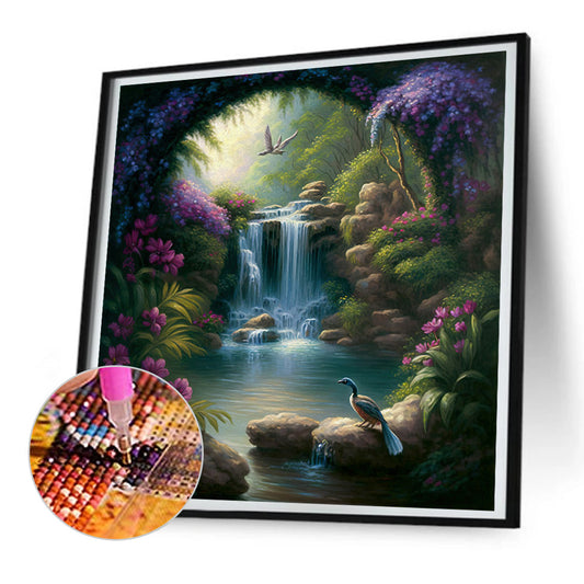 Diamond Painting - Full Round - secluded forest lake (30*30CM)