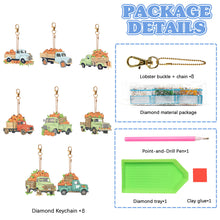 Load image into Gallery viewer, 8PCS Double Sided Diamond Painting Art Keychain Pendant (Fruit Vegetable Lorry)