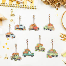 Load image into Gallery viewer, 8PCS Double Sided Diamond Painting Art Keychain Pendant (Fruit Vegetable Lorry)