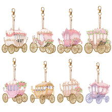 Load image into Gallery viewer, 8PCS Double Sided Diamond Painting Art Keychain Pendant (Fantasy Carriage)