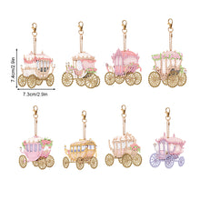Load image into Gallery viewer, 8PCS Double Sided Diamond Painting Art Keychain Pendant (Fantasy Carriage)
