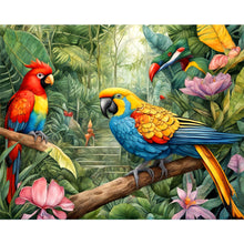 Load image into Gallery viewer, Diamond Painting - Full Round - parrot bird in forest (50*40CM)