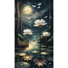 Load image into Gallery viewer, Diamond Painting - Full Round - Lotus shadow under the moon (40*70CM)