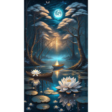 Load image into Gallery viewer, Diamond Painting - Full Round - Lotus shadow under the moon (40*70CM)