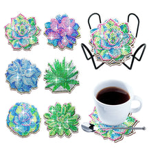 Load image into Gallery viewer, 6PCS Wooden Special Shape Diamond Painting Art Coaster Kit (Succulent)