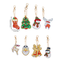 Load image into Gallery viewer, 8PCS Diamond Art Keyring Sabta Double Sided Rhinestone Painting Keychain Pendant