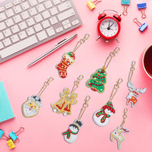 Load image into Gallery viewer, 8PCS Diamond Art Keyring Sabta Double Sided Rhinestone Painting Keychain Pendant