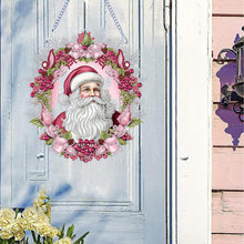 Load image into Gallery viewer, Acrylic Special Shape Diamond Painting Hanging Sign Pink Santa (#1)