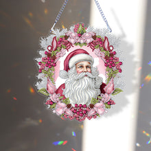 Load image into Gallery viewer, Acrylic Special Shape Diamond Painting Hanging Sign Pink Santa (#1)