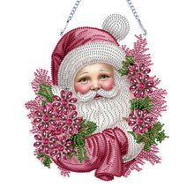Load image into Gallery viewer, Acrylic Special Shape Diamond Painting Hanging Sign Pink Santa (#2)