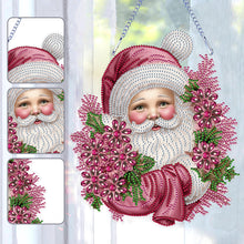 Load image into Gallery viewer, Acrylic Special Shape Diamond Painting Hanging Sign Pink Santa (#2)