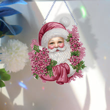 Load image into Gallery viewer, Acrylic Special Shape Diamond Painting Hanging Sign Pink Santa (#2)