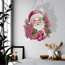 Load image into Gallery viewer, Acrylic Special Shape Diamond Painting Hanging Sign Pink Santa (#2)