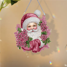 Load image into Gallery viewer, Acrylic Special Shape Diamond Painting Hanging Sign Pink Santa (#2)