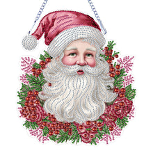 Load image into Gallery viewer, Acrylic Special Shape Diamond Painting Hanging Sign Pink Santa (#3)