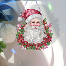 Load image into Gallery viewer, Acrylic Special Shape Diamond Painting Hanging Sign Pink Santa (#3)