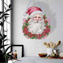 Load image into Gallery viewer, Acrylic Special Shape Diamond Painting Hanging Sign Pink Santa (#3)