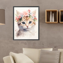 Load image into Gallery viewer, Diamond Painting - Full Round - cat wearing garland (30*40CM)