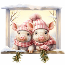 Load image into Gallery viewer, Diamond Painting - Full Round - window animal pig (30*30CM)